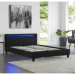 Black LED Bed With Slatted Base