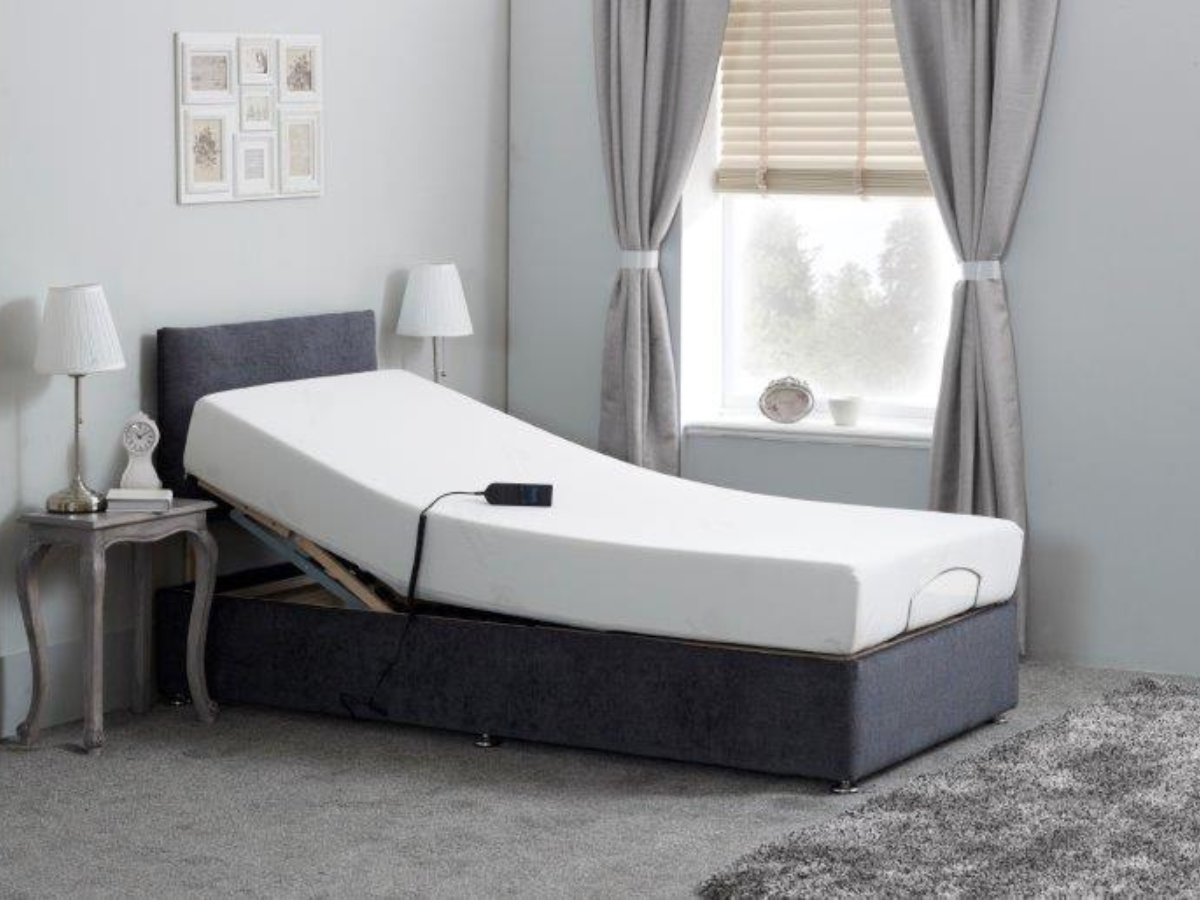 Restwell_Adjustable_Electric_Bed_in_Charcoal_Grey_1 Sleepwell Adjustable Electric Bed with Memory Foam Mattress and Headboard - Image 1