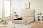 ROMA Storage Bed Frame Beige Velvet 160x200cm