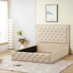 ROMA Storage Bed Frame Beige Velvet 160x200cm