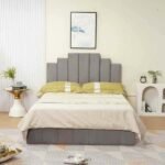 PIANO Storage Bed Frame Grey Velvet 140x190cm
