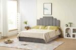 PIANO Storage Bed Frame Grey Velvet 140x190cm - Image 2