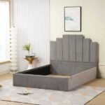 PIANO Storage Bed Frame Grey Velvet 160x200cm