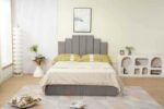 PIANO Storage Bed Frame Grey Velvet 160x200cm - Image 2