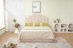 PIANO Storage Bed Frame Beige Velvet 160x200cm - Image 2