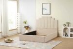 PIANO Storage Bed Frame Beige Velvet 160x200cm
