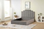 PIANO Storage Bed Frame Grey Velvet 140x190cm - Image 3
