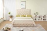 ROMA Storage Bed Frame Beige Velvet 160x200cm - Image 2