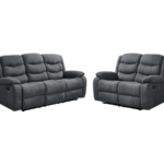Sorrentino Recliner Sofa Set 3+2 Grey Chenille Fabric