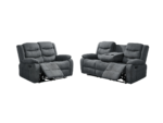 Sorrentino Recliner Sofa Set 3+2 Grey Chenille Fabric - Image 2